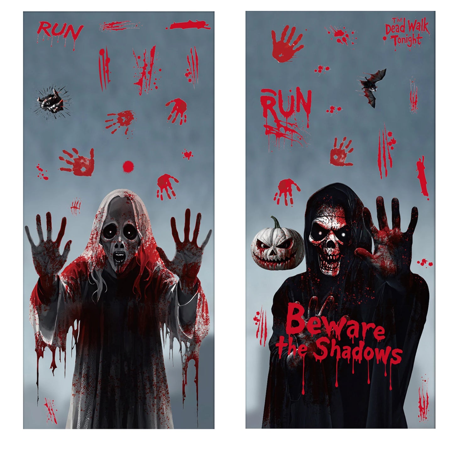 4Pcs Reusable Spooky Window Clings