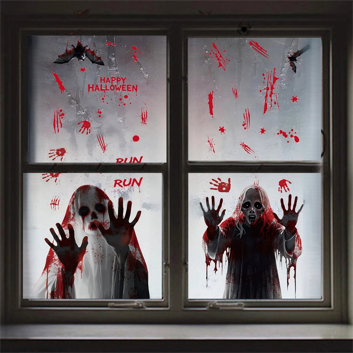4Pcs Reusable Spooky Window Clings