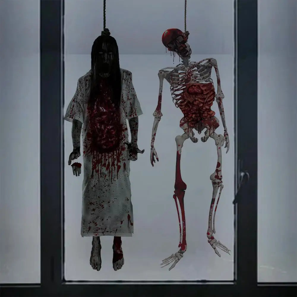 Halloween Suspending Corpse Ghost Monster Ghost Shadow Window Sticker Spooky Glass Helloween Party Decor Electrostatic Sticker