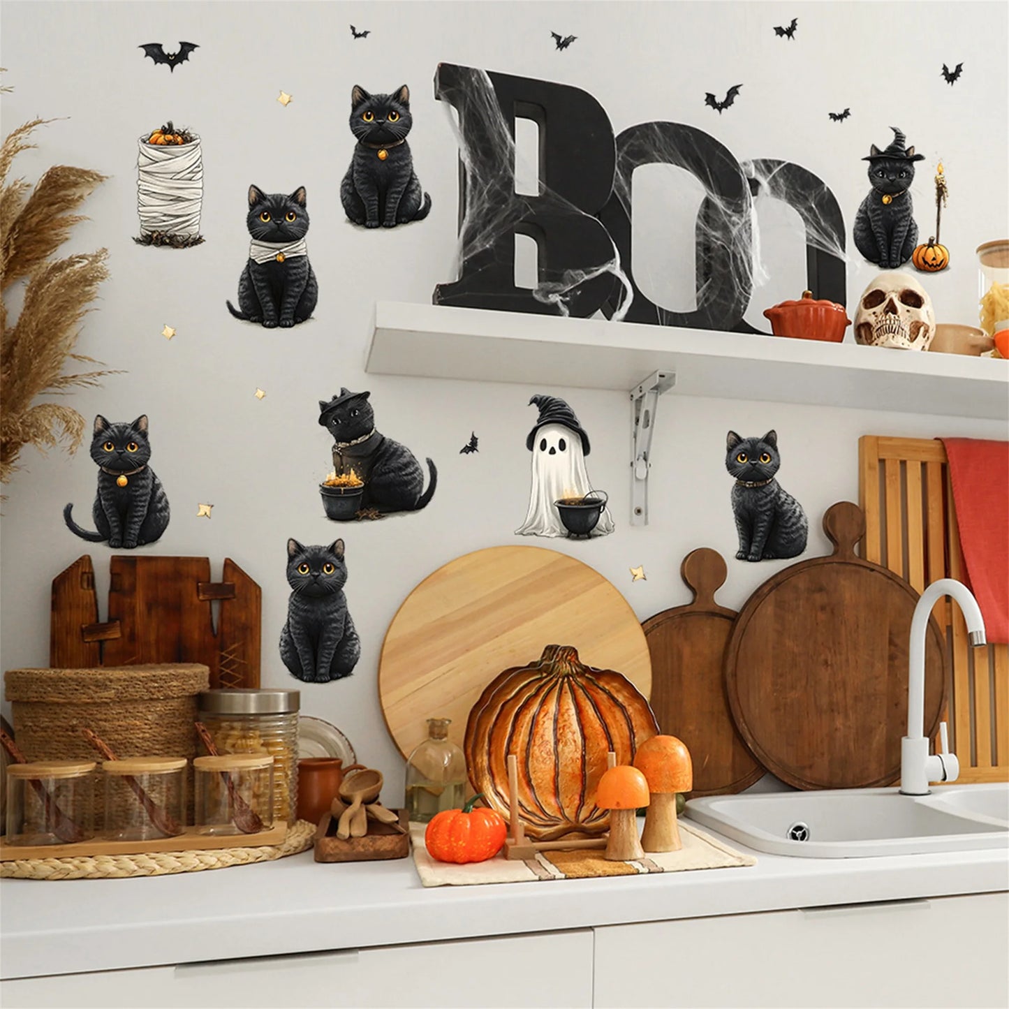 3D Pumpkin Ghost Bat Wall Stickers