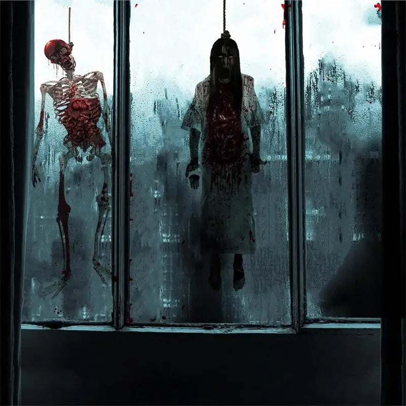 Halloween Suspending Corpse Ghost Monster Ghost Shadow Window Sticker Spooky Glass Helloween Party Decor Electrostatic Sticker
