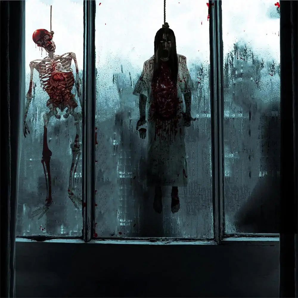 Halloween Suspending Corpse Ghost Monster Ghost Shadow Window Sticker Spooky Glass Helloween Party Decor Electrostatic Sticker