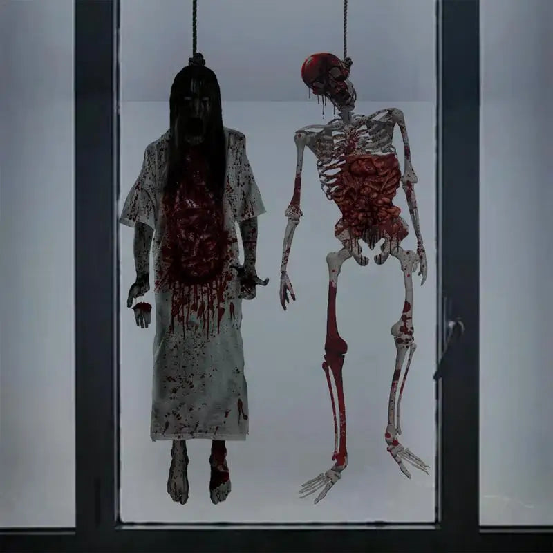 Halloween Suspending Corpse Ghost Monster Ghost Shadow Window Sticker Spooky Glass Helloween Party Decor Electrostatic Sticker