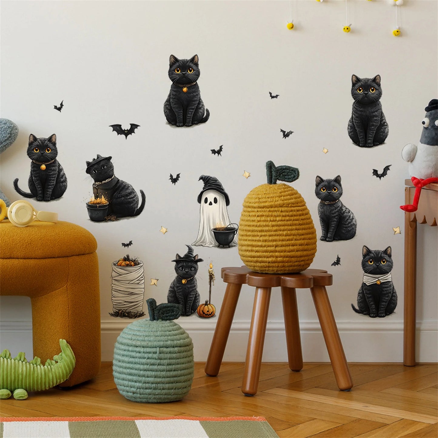 3D Pumpkin Ghost Bat Wall Stickers
