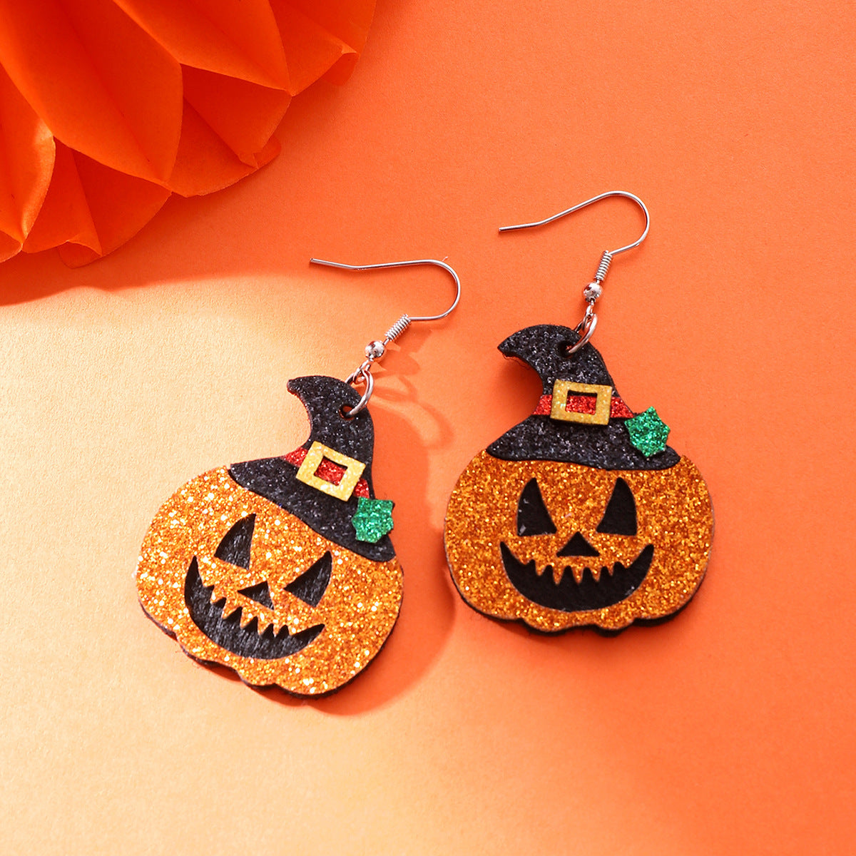 Halloween Pumpkin Hat Multi-layer Handmade Frosted Earrings