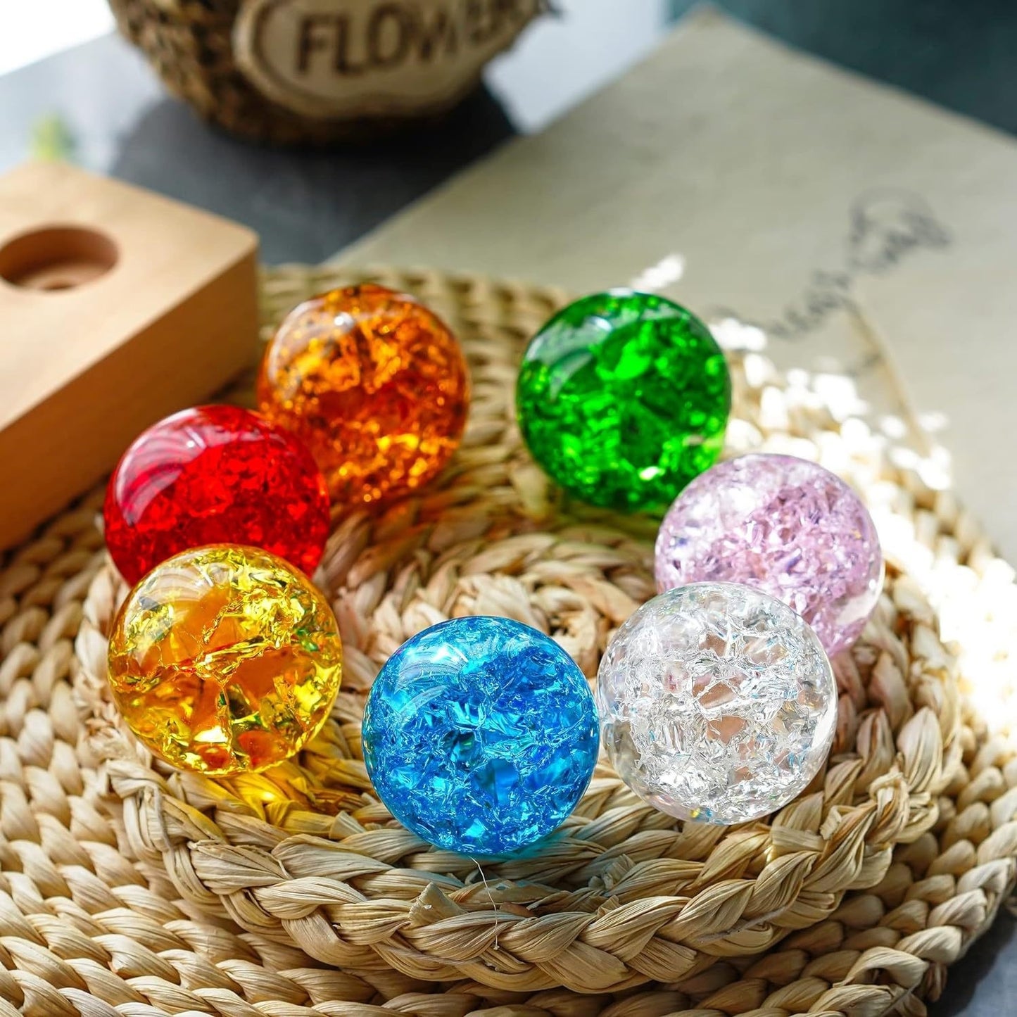Colorful Crystal Ice Crack Ball Solid Glass Ball Ornament