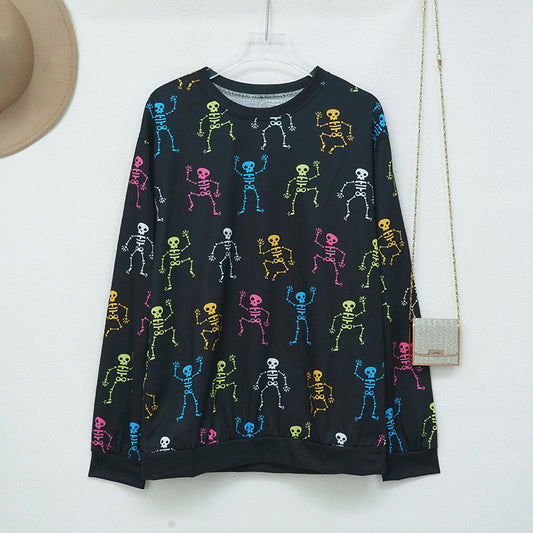 Women's Halloween Pumpkin Print Long Sleeve Loose Sweatshirt