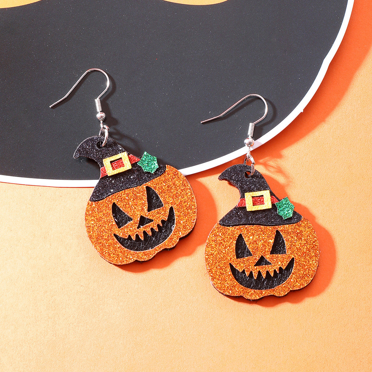 Halloween Pumpkin Hat Multi-layer Handmade Frosted Earrings