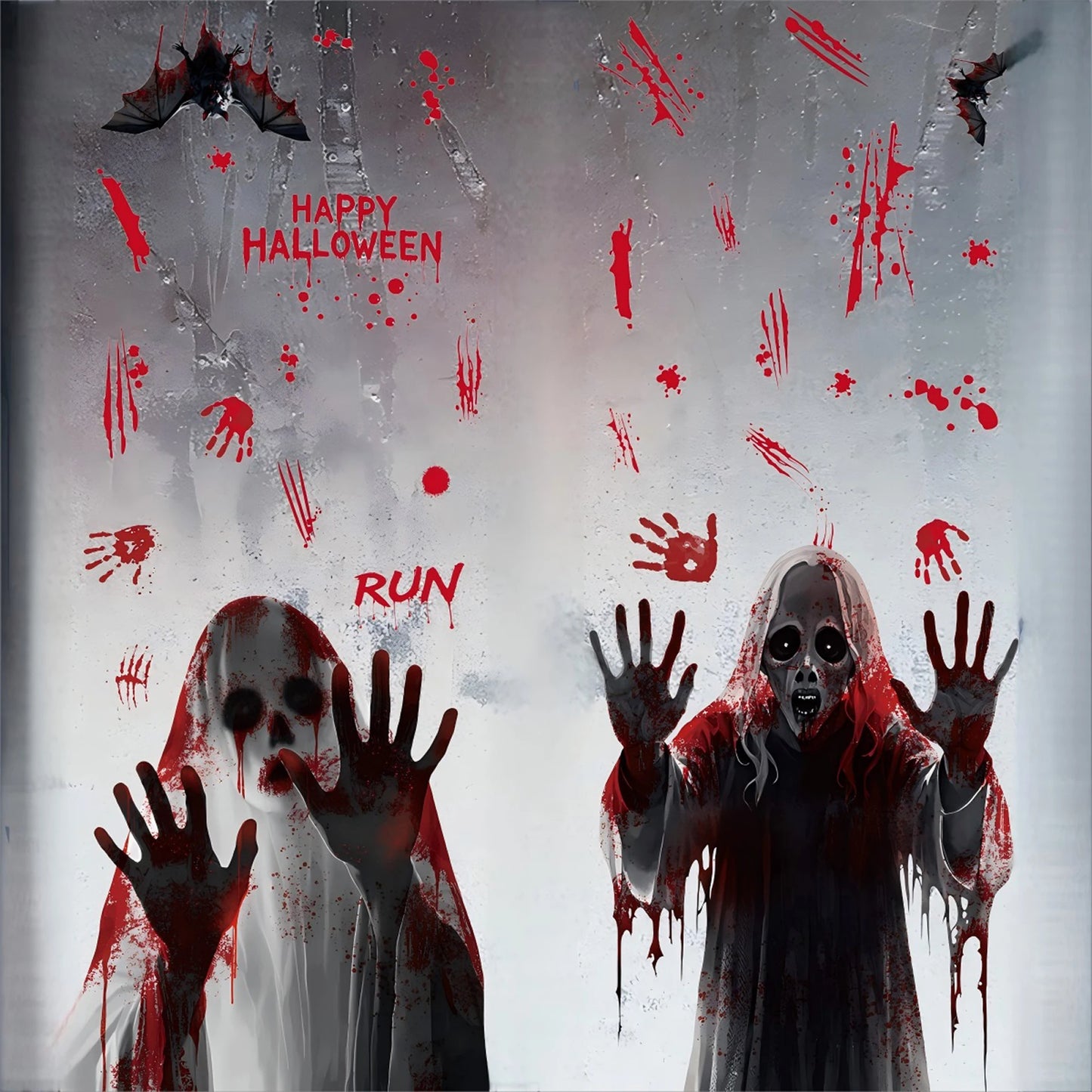 4Pcs Reusable Spooky Window Clings