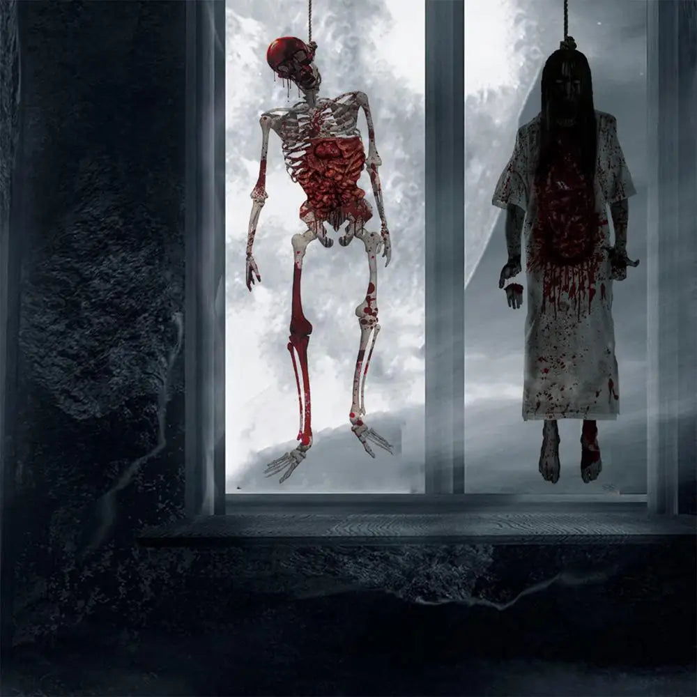 Halloween Suspending Corpse Ghost Monster Ghost Shadow Window Sticker Spooky Glass Helloween Party Decor Electrostatic Sticker