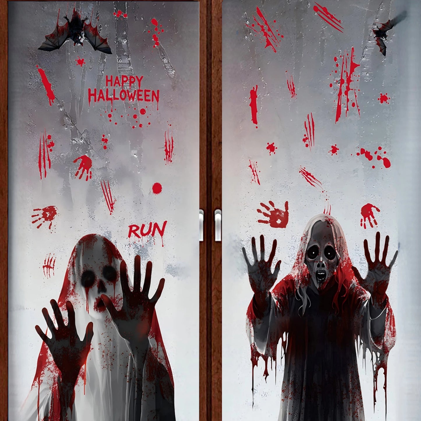 4Pcs Reusable Spooky Window Clings