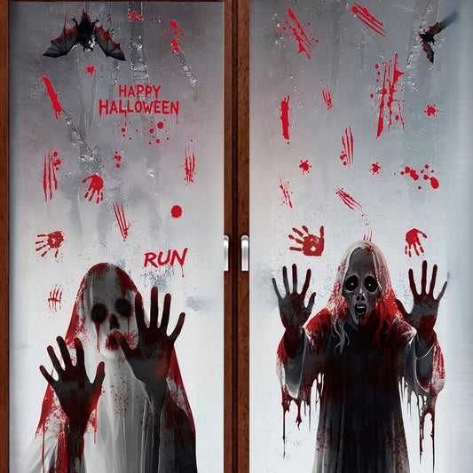 4Pcs Reusable Spooky Window Clings