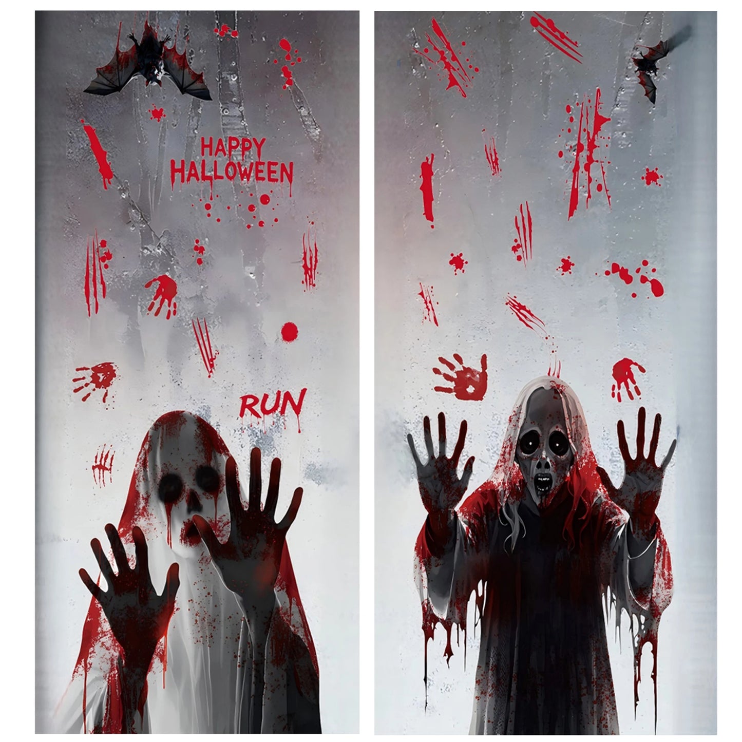 4Pcs Reusable Spooky Window Clings