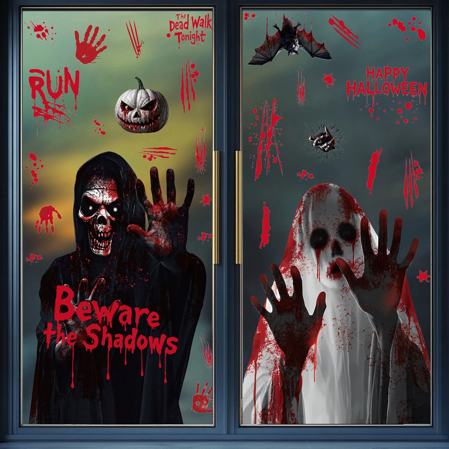 4Pcs Reusable Spooky Window Clings