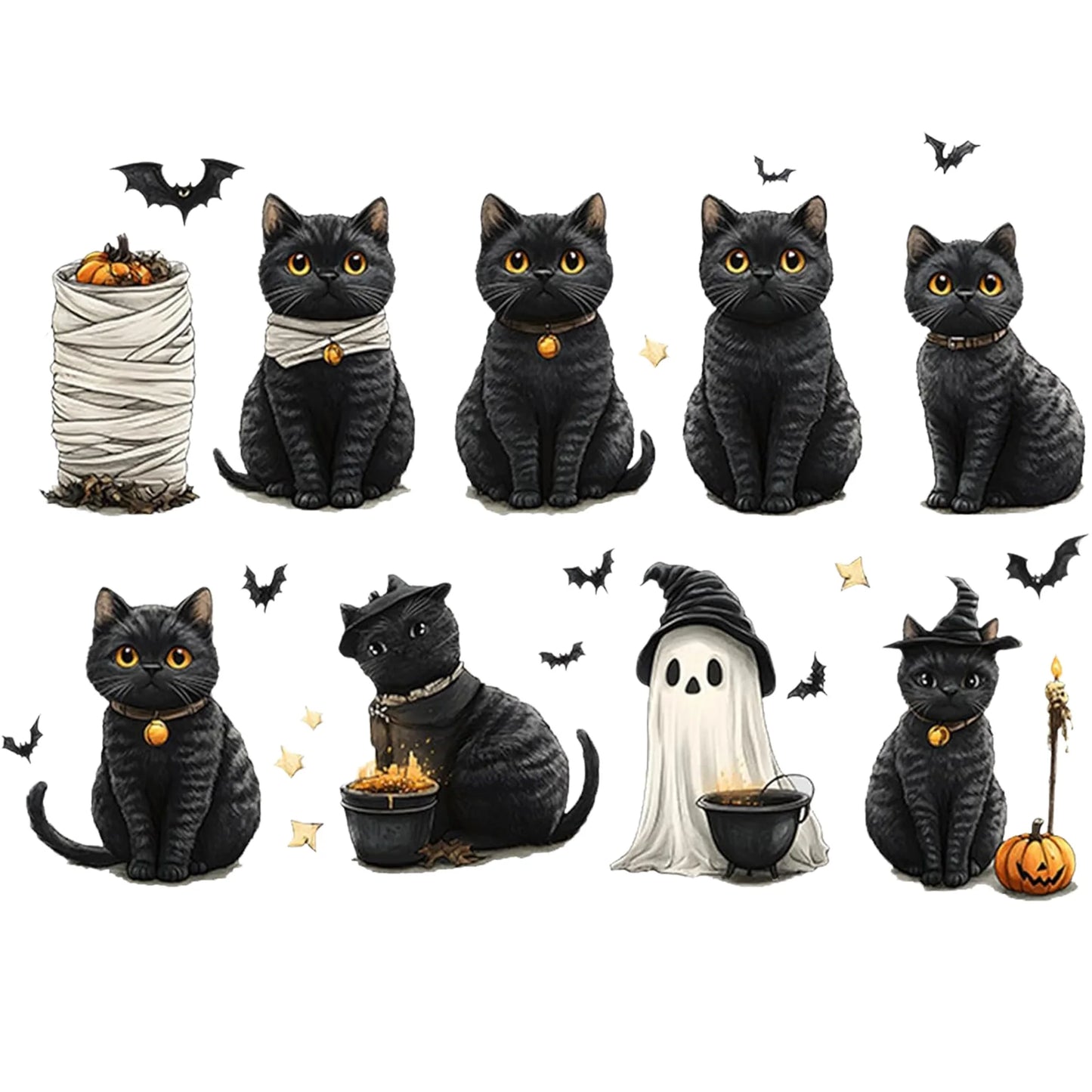 3D Pumpkin Ghost Bat Wall Stickers