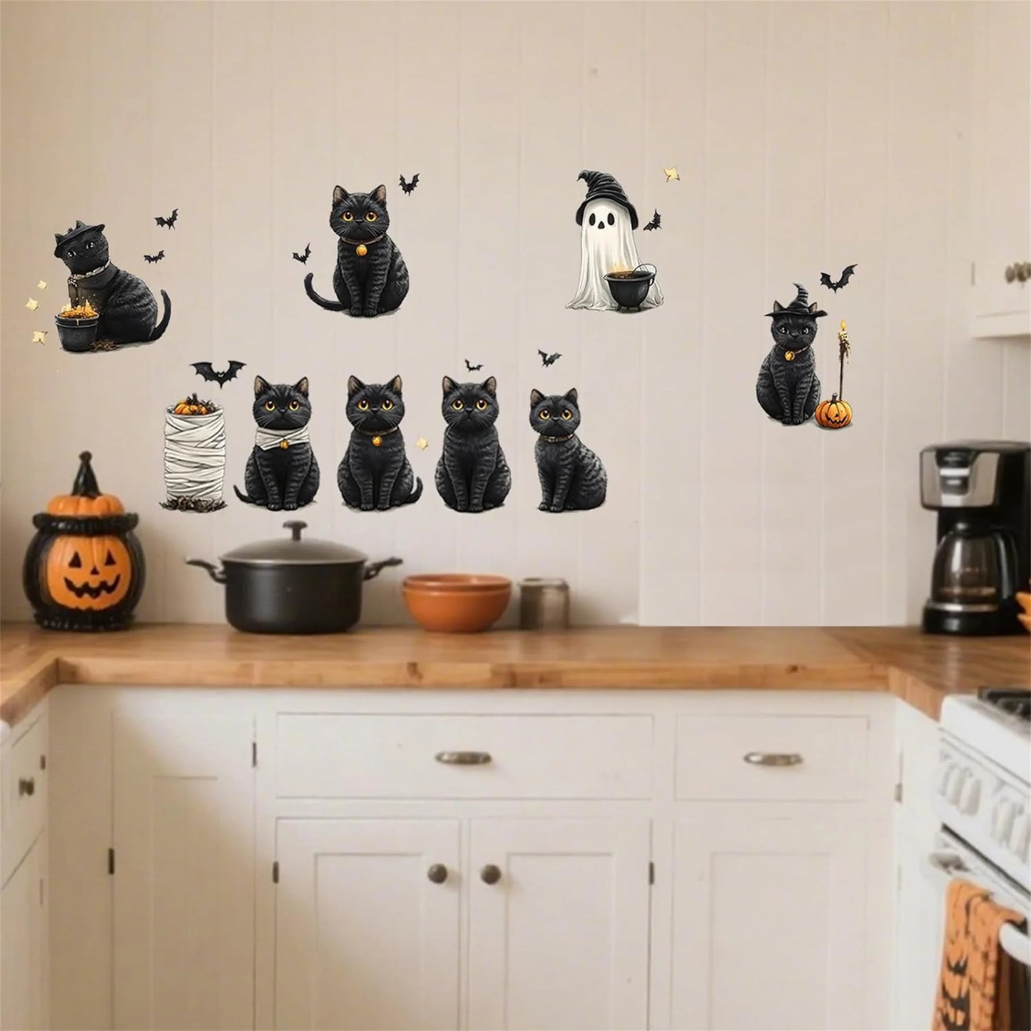 3D Pumpkin Ghost Bat Wall Stickers