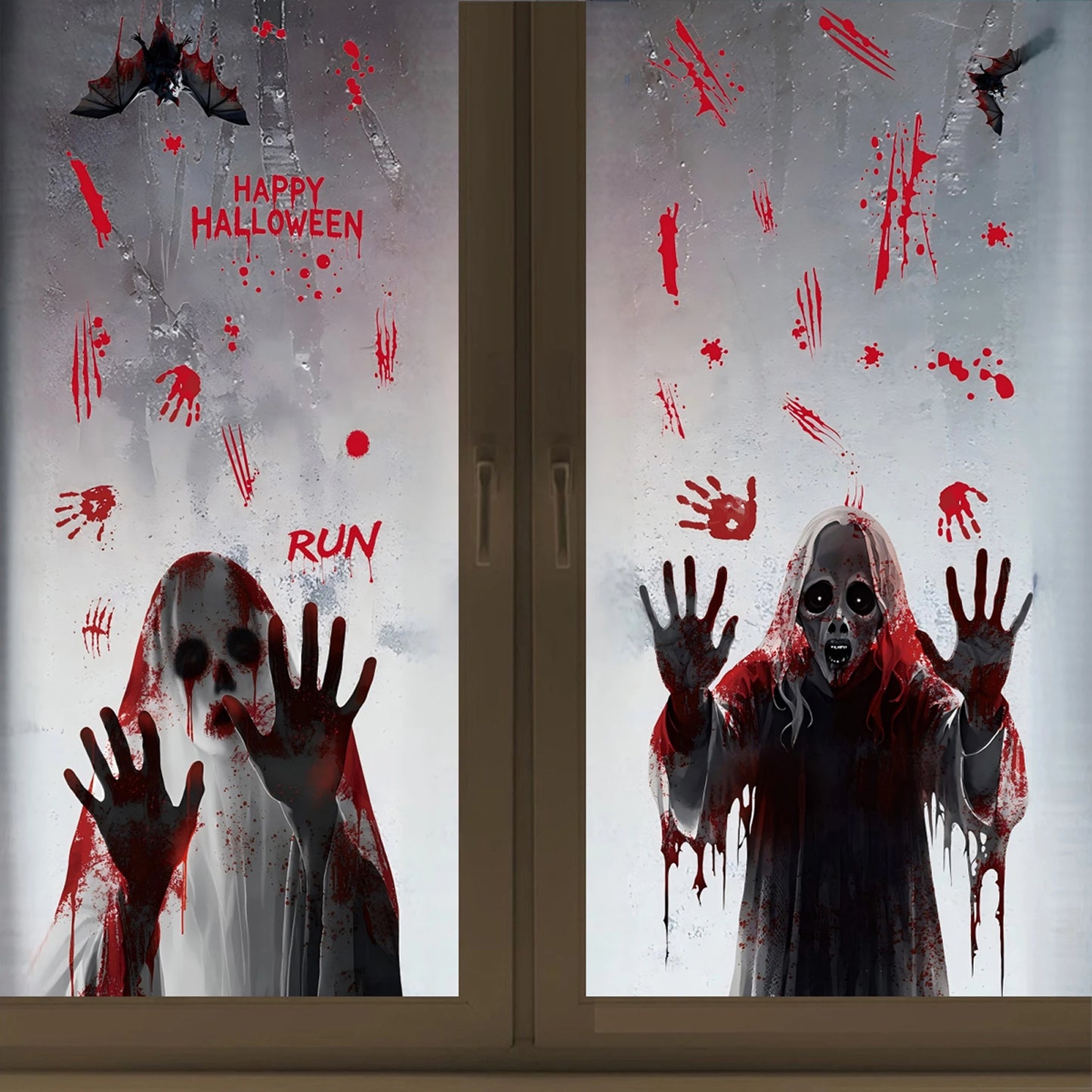 4Pcs Reusable Spooky Window Clings