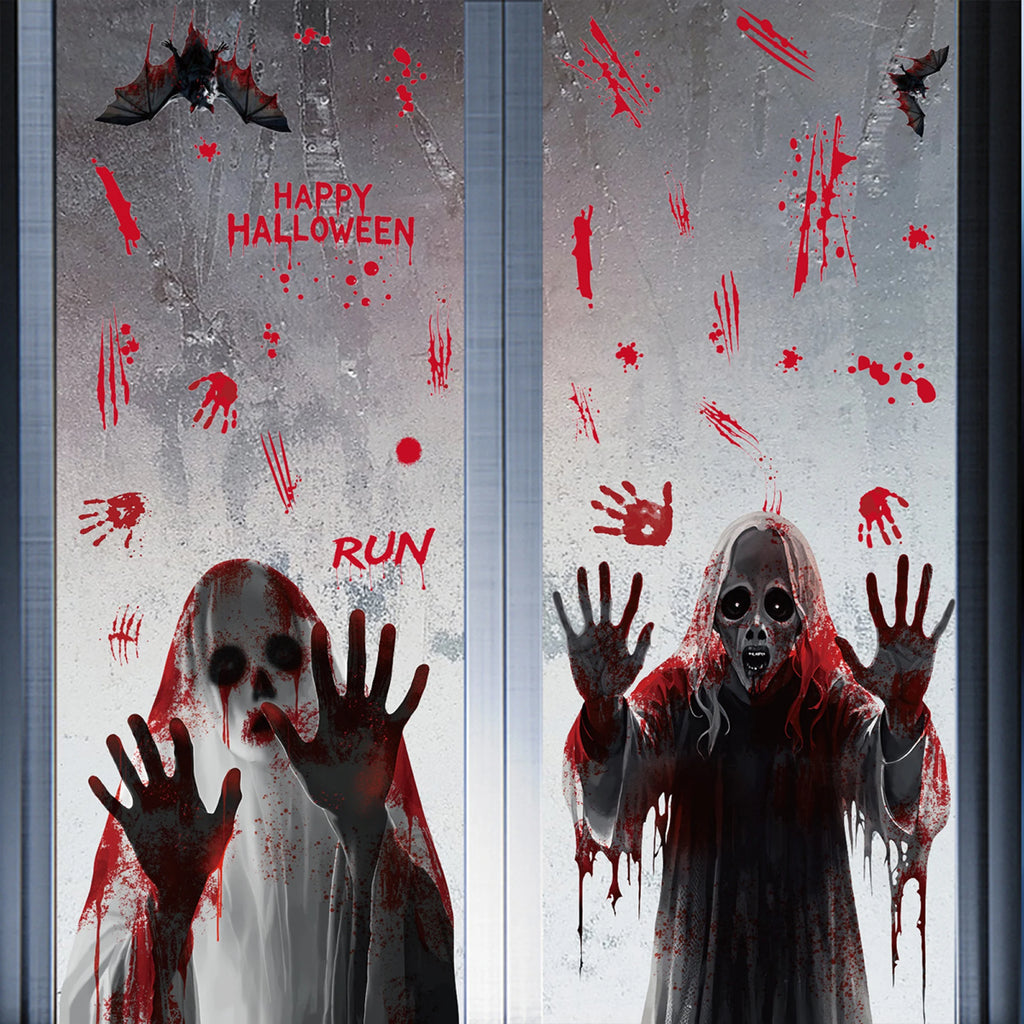 4Pcs Reusable Spooky Window Clings