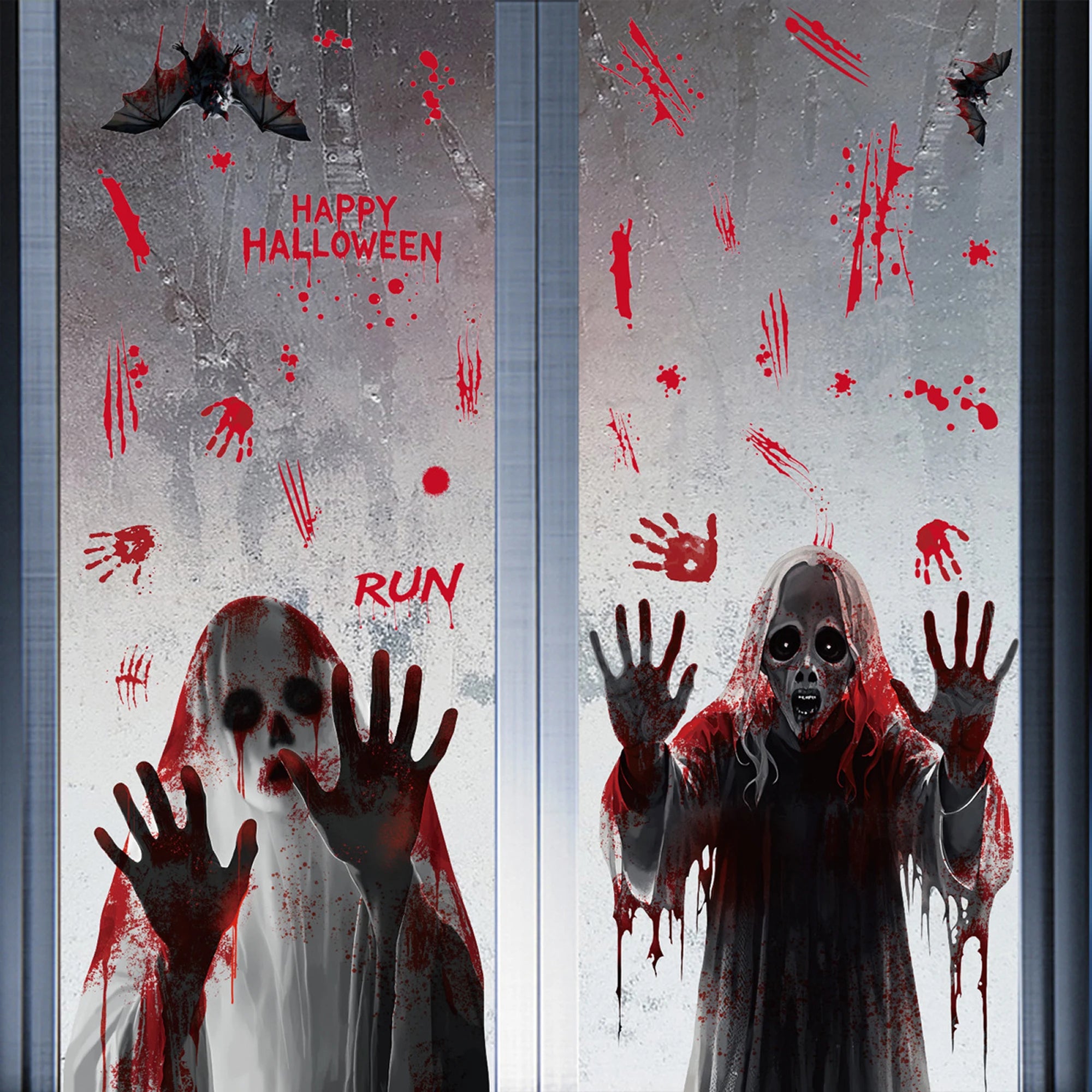 4Pcs Reusable Spooky Window Clings